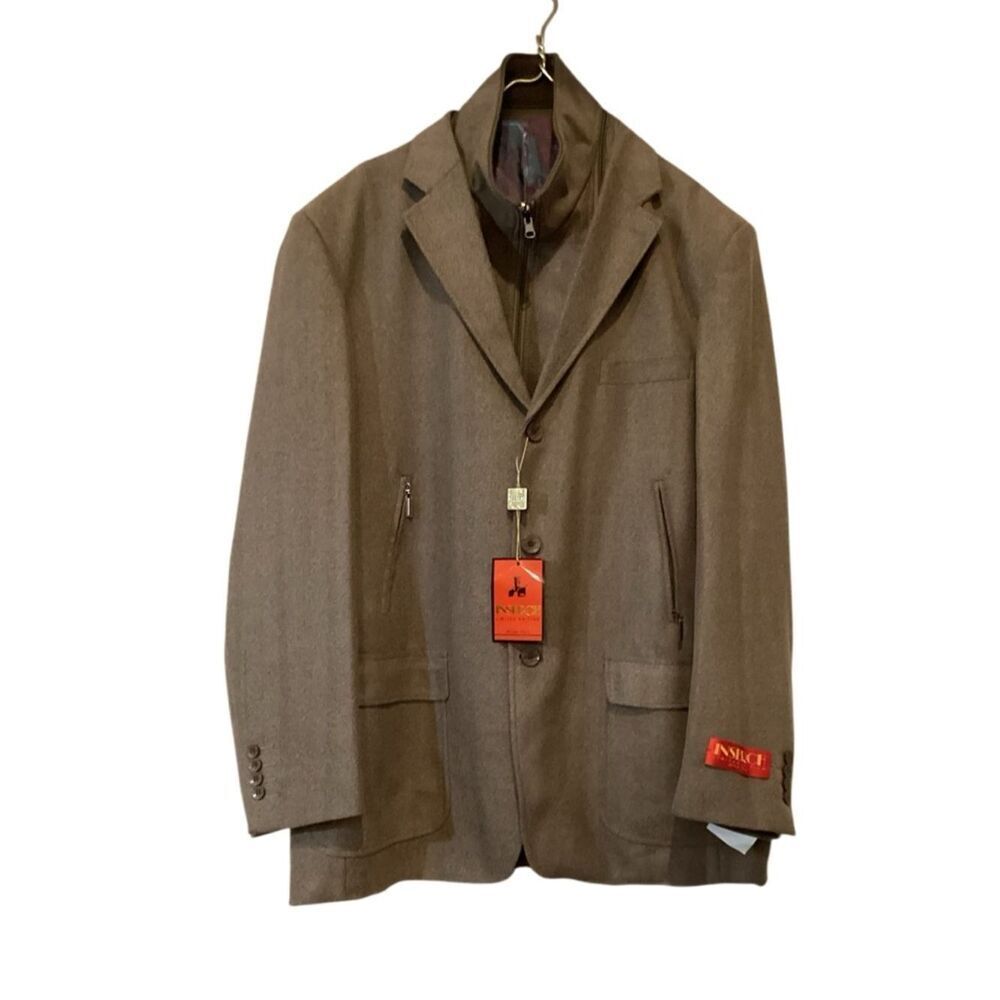 NWT Inserch Blazer Brown Soft Tweed Flannel Herringbone Paisley Lining Size 2XL